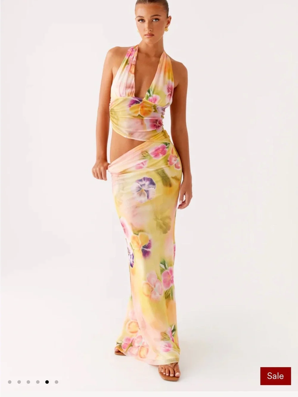 Peppermayo Yellow Floral Halter Maxi Dress - Picture 4 of 5
